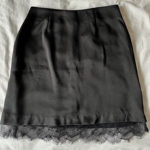 Black Dynamite Satin Mini Skirt with Lace Detail - small